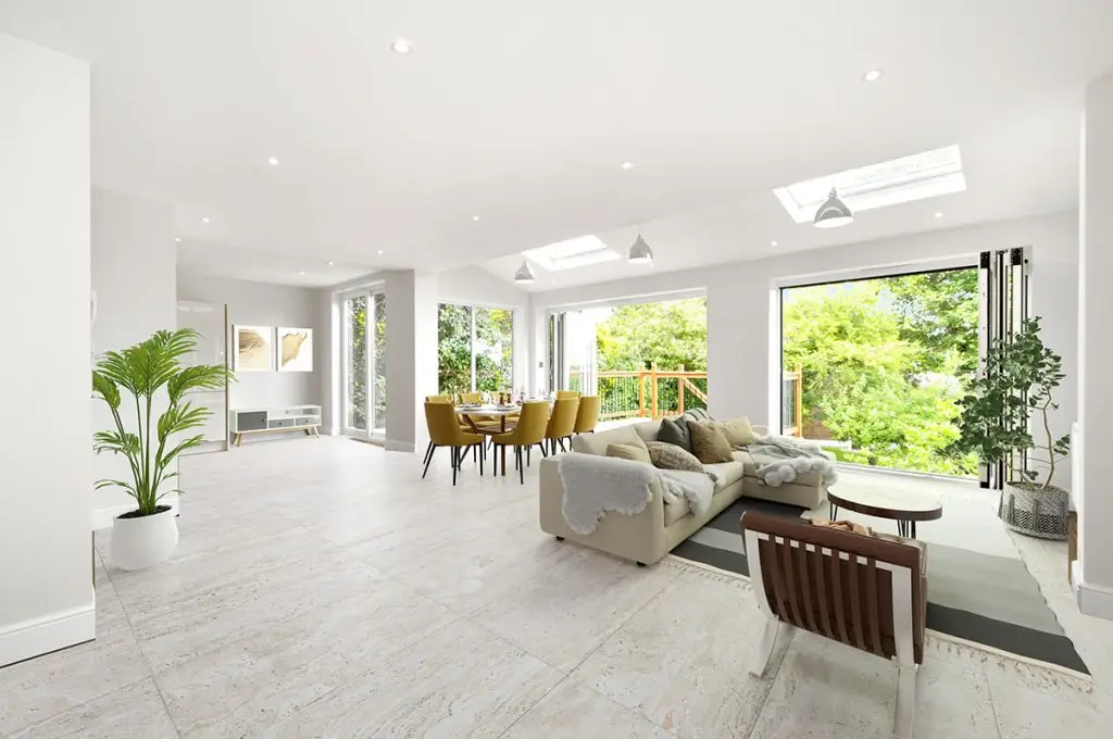 Open-plan living space — after virtual staging